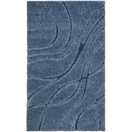 Safavieh 3 ft.3 in. x 5 ft.3 in. Power Loomed Small Rectangle Shag Rug; Light Blue & Blue SG471-6065-3